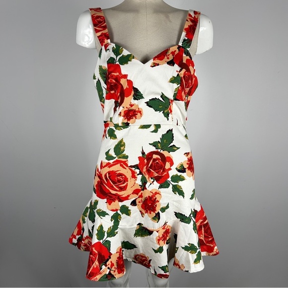 Flying Tomato Vibrant Red Floral Mini Dress - Picture 1 of 9